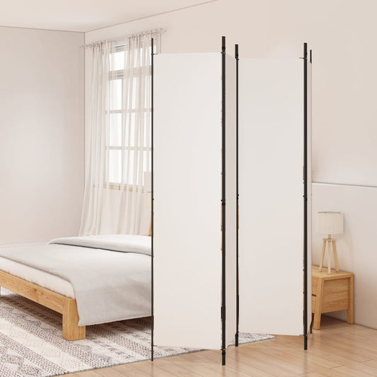 White 4-Panel Fabric Room Divider, 200x220 cm
