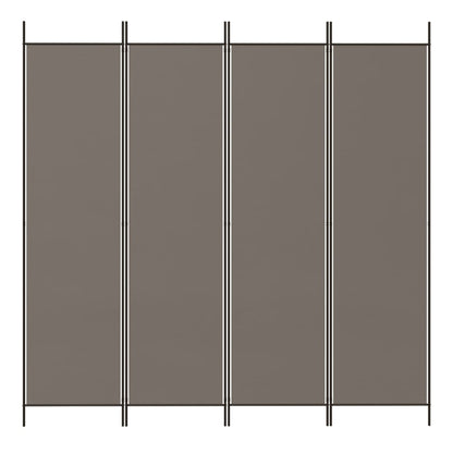 Anthracite Fabric 4-Panel Room Divider, 200x220 cm
