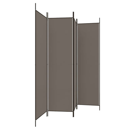 Anthracite Fabric 4-Panel Room Divider, 200x220 cm