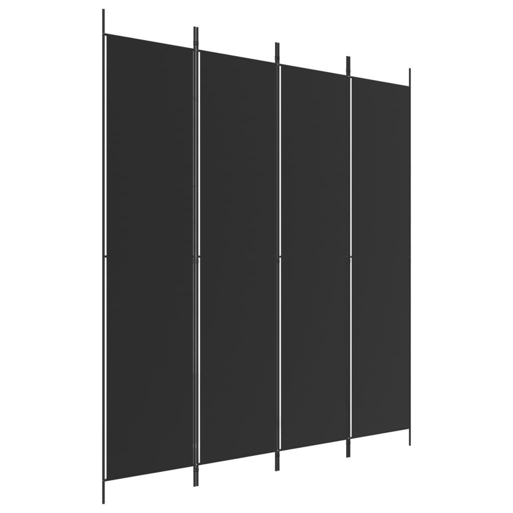 Elegant Black Fabric 4-Panel Room Divider - 200x220 cm