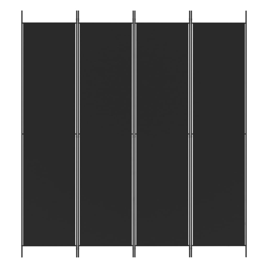 Elegant Black Fabric 4-Panel Room Divider - 200x220 cm
