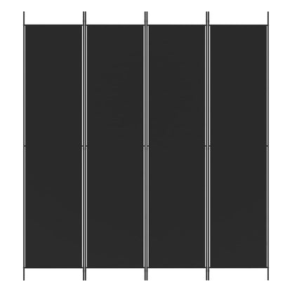 Elegant Black Fabric 4-Panel Room Divider - 200x220 cm