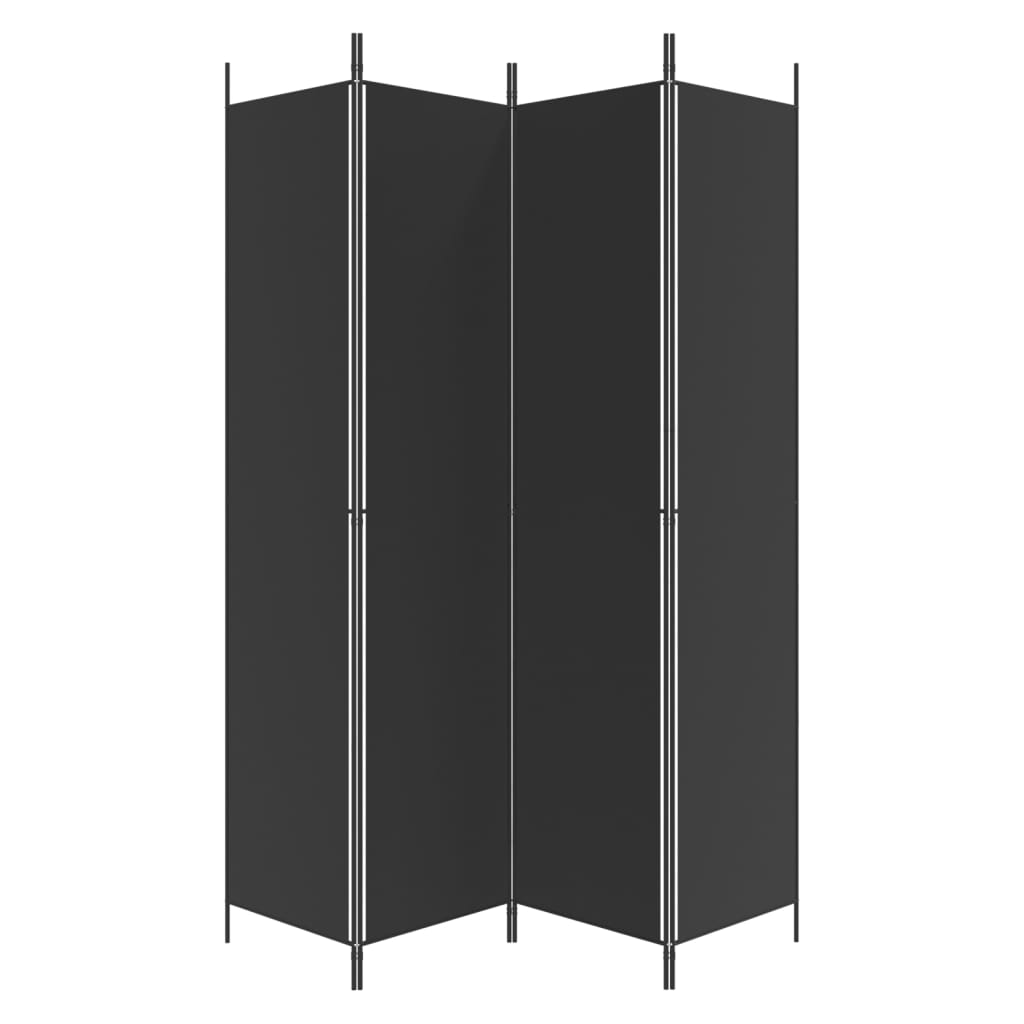 Elegant Black Fabric 4-Panel Room Divider - 200x220 cm