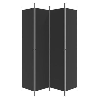 Elegant Black Fabric 4-Panel Room Divider - 200x220 cm