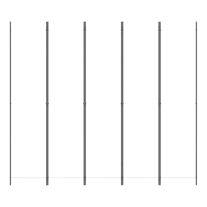 White 5-Panel Fabric Room Divider, 250x220 cm