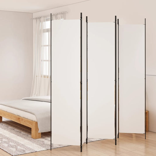 White 5-Panel Fabric Room Divider, 250x220 cm
