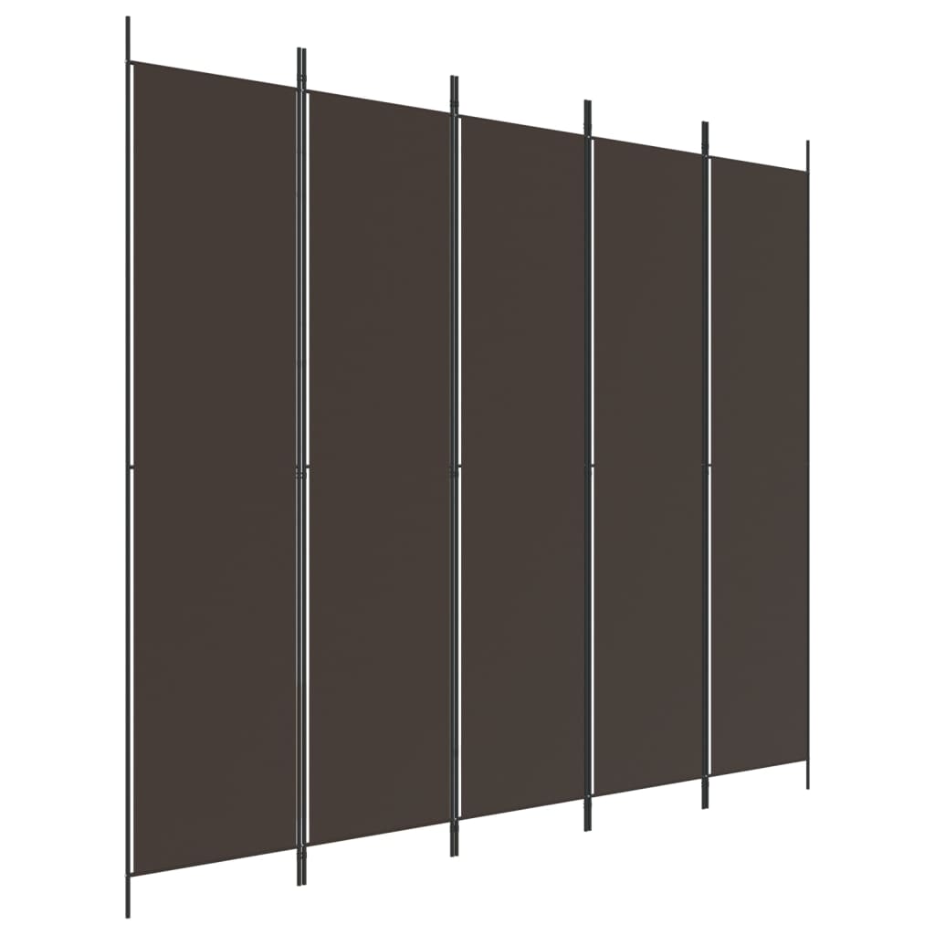 Stylish Brown Fabric 5-Panel Room Divider, 250x220 cm