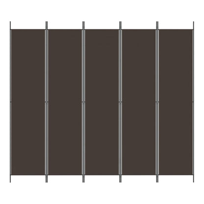 Stylish Brown Fabric 5-Panel Room Divider, 250x220 cm