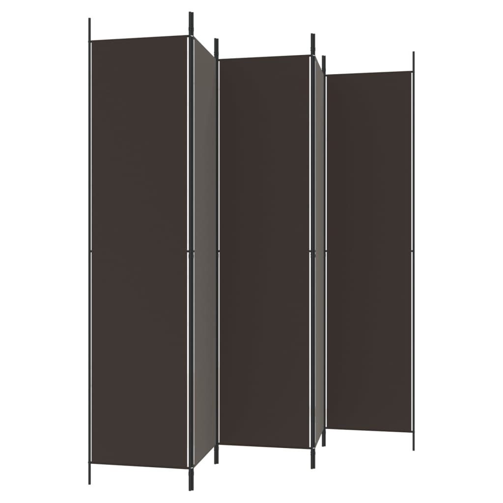 Stylish Brown Fabric 5-Panel Room Divider, 250x220 cm