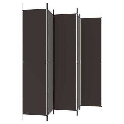 Stylish Brown Fabric 5-Panel Room Divider, 250x220 cm