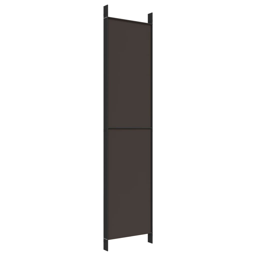 Stylish Brown Fabric 5-Panel Room Divider, 250x220 cm