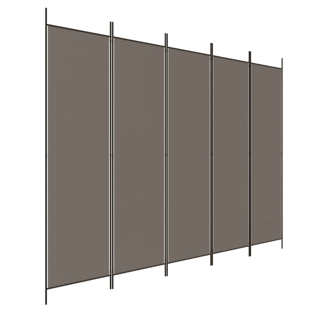 Anthracite 5-Panel Fabric Room Divider 250x220 cm