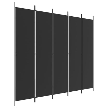 Elegant Black Fabric 5-Panel Room Divider - 250x220 cm
