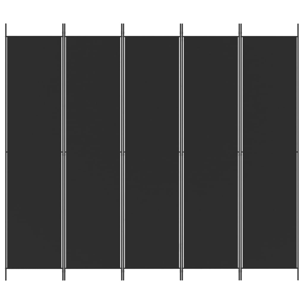 Elegant Black Fabric 5-Panel Room Divider - 250x220 cm