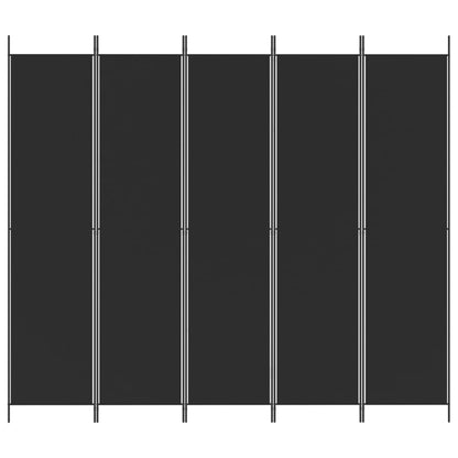 Elegant Black Fabric 5-Panel Room Divider - 250x220 cm
