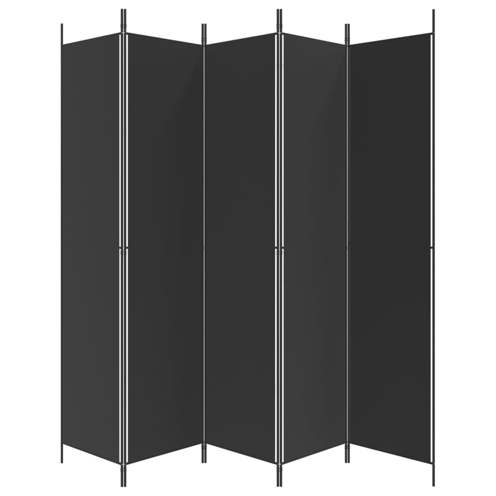 Elegant Black Fabric 5-Panel Room Divider - 250x220 cm