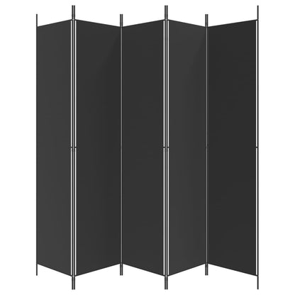 Elegant Black Fabric 5-Panel Room Divider - 250x220 cm