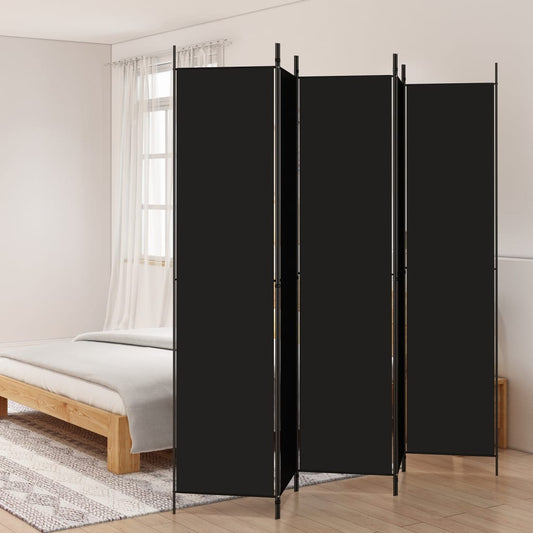 Elegant Black Fabric 5-Panel Room Divider - 250x220 cm