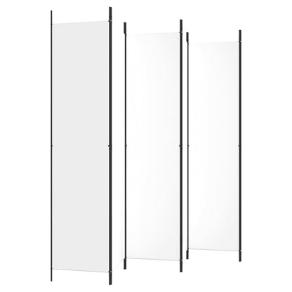 6-Panel White Fabric Room Divider 300x220 cm