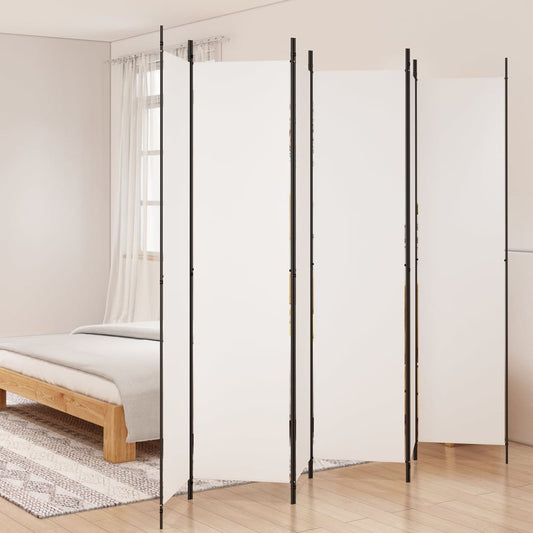 6-Panel White Fabric Room Divider 300x220 cm