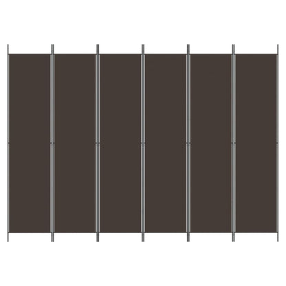Versatile Brown Fabric 6-Panel Room Divider, 300x220 cm