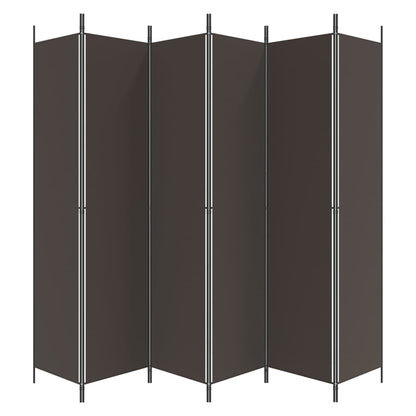 Versatile Brown Fabric 6-Panel Room Divider, 300x220 cm