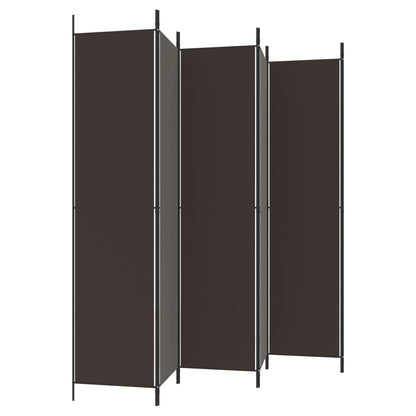 Versatile Brown Fabric 6-Panel Room Divider, 300x220 cm