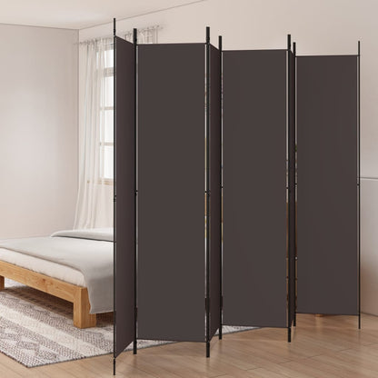 Versatile Brown Fabric 6-Panel Room Divider, 300x220 cm