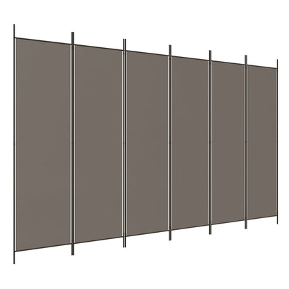 Anthracite Fabric 6-Panel Room Divider, 300x220 cm