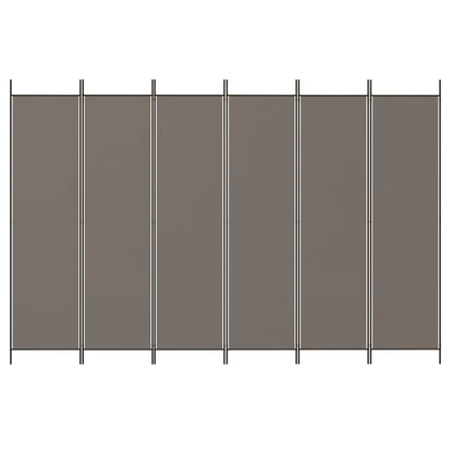 Anthracite Fabric 6-Panel Room Divider, 300x220 cm