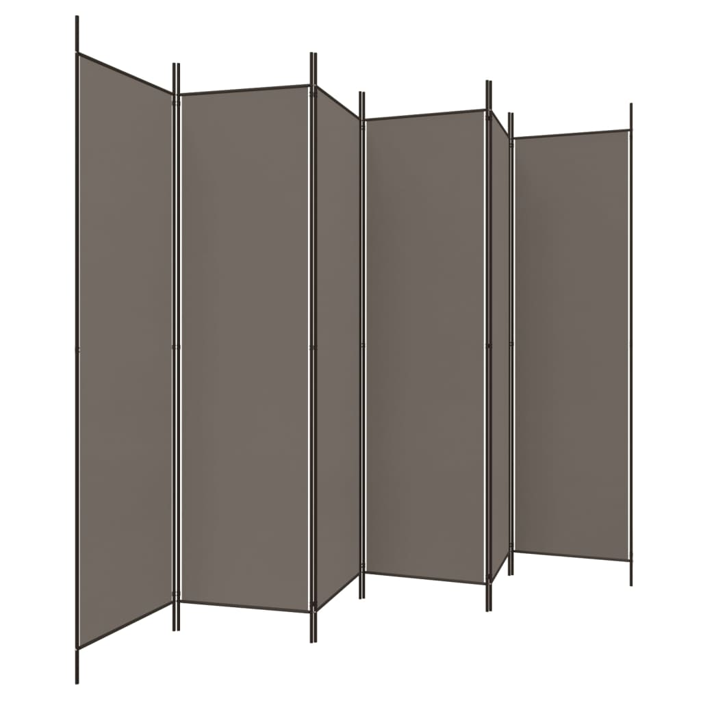 Anthracite Fabric 6-Panel Room Divider, 300x220 cm