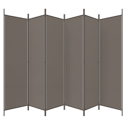 Anthracite Fabric 6-Panel Room Divider, 300x220 cm