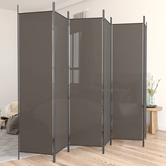 Anthracite Fabric 6-Panel Room Divider, 300x220 cm