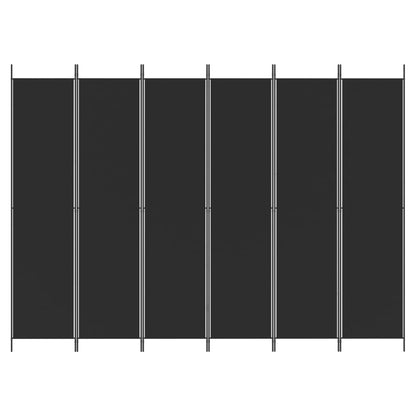 Elegant Black Fabric 6-Panel Room Divider, 300x220 cm