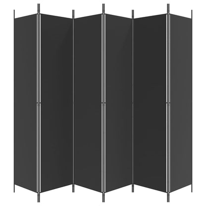 Elegant Black Fabric 6-Panel Room Divider, 300x220 cm
