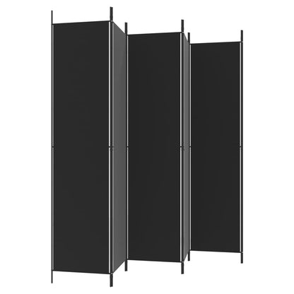 Elegant Black Fabric 6-Panel Room Divider, 300x220 cm