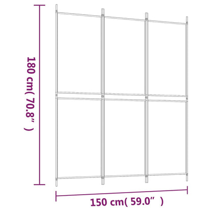 White 3-Panel Fabric Room Divider 150x180 cm