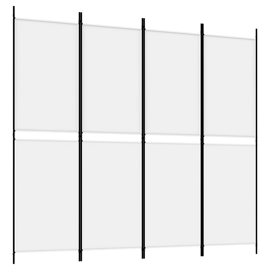 White Fabric 4-Panel Room Divider, 200x180 cm - Elegant Privacy Screen