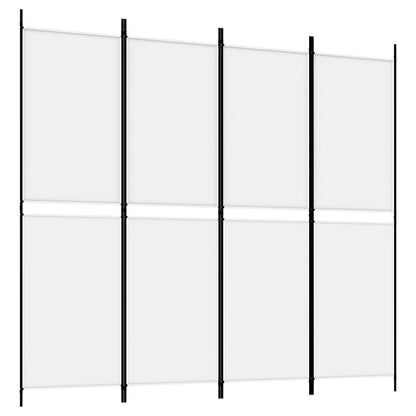 White Fabric 4-Panel Room Divider, 200x180 cm - Elegant Privacy Screen
