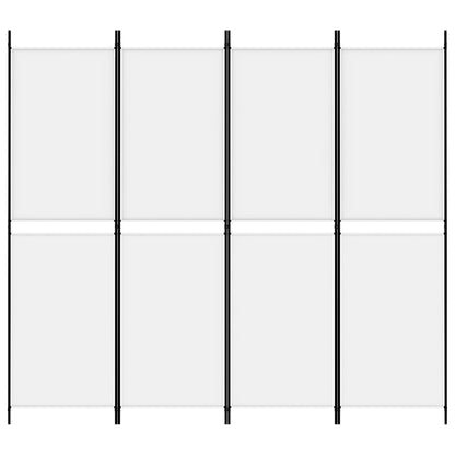 White Fabric 4-Panel Room Divider, 200x180 cm - Elegant Privacy Screen