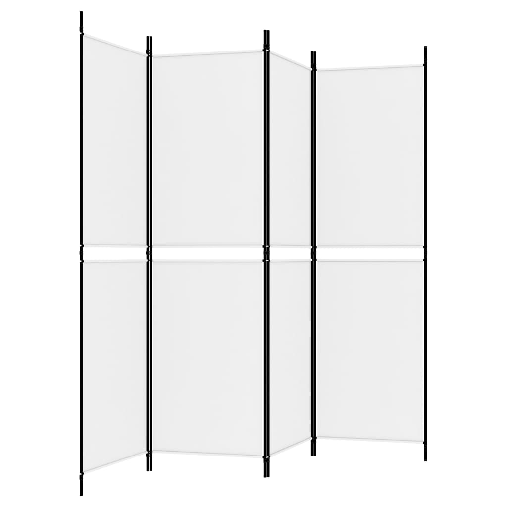White Fabric 4-Panel Room Divider, 200x180 cm - Elegant Privacy Screen