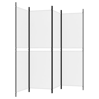 White Fabric 4-Panel Room Divider, 200x180 cm - Elegant Privacy Screen