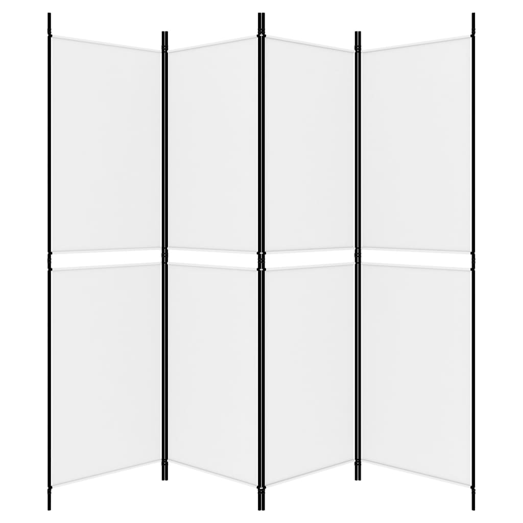 White Fabric 4-Panel Room Divider, 200x180 cm - Elegant Privacy Screen