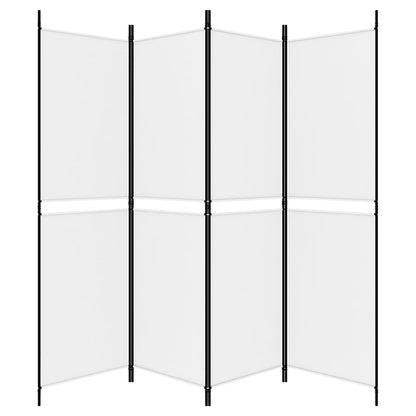 White Fabric 4-Panel Room Divider, 200x180 cm - Elegant Privacy Screen