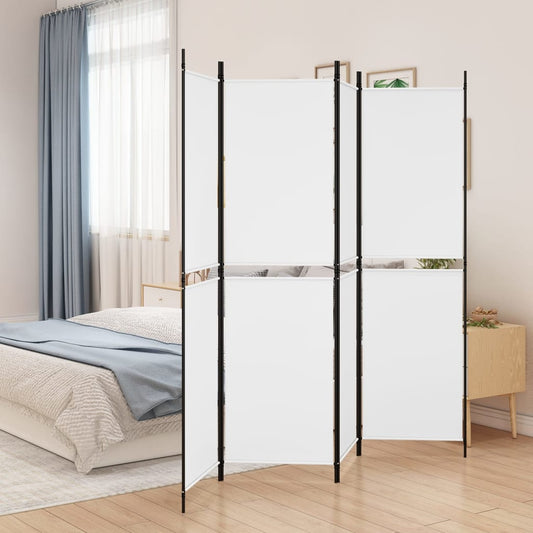 White Fabric 4-Panel Room Divider, 200x180 cm - Elegant Privacy Screen