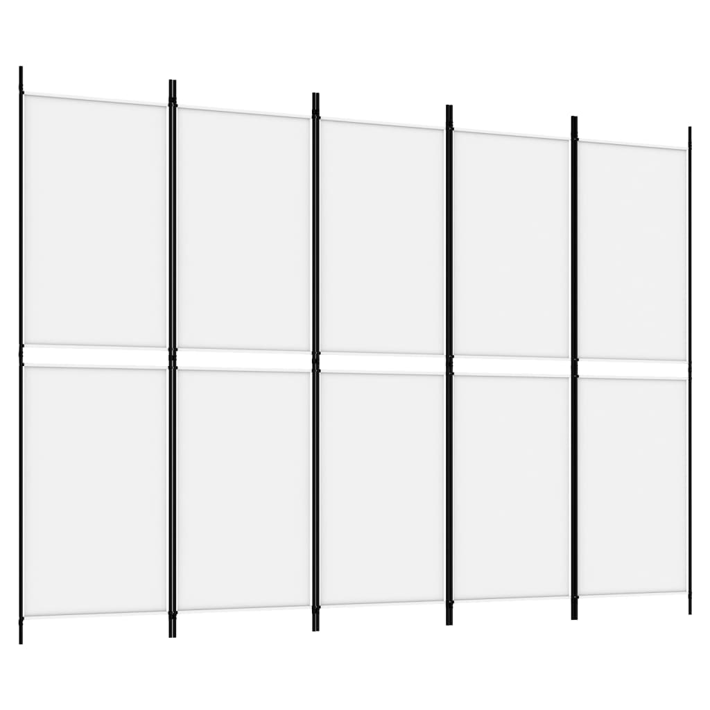 White Fabric 5-Panel Room Divider, 250x180 cm - Elegant Privacy