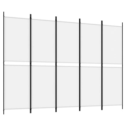 White Fabric 5-Panel Room Divider, 250x180 cm - Elegant Privacy