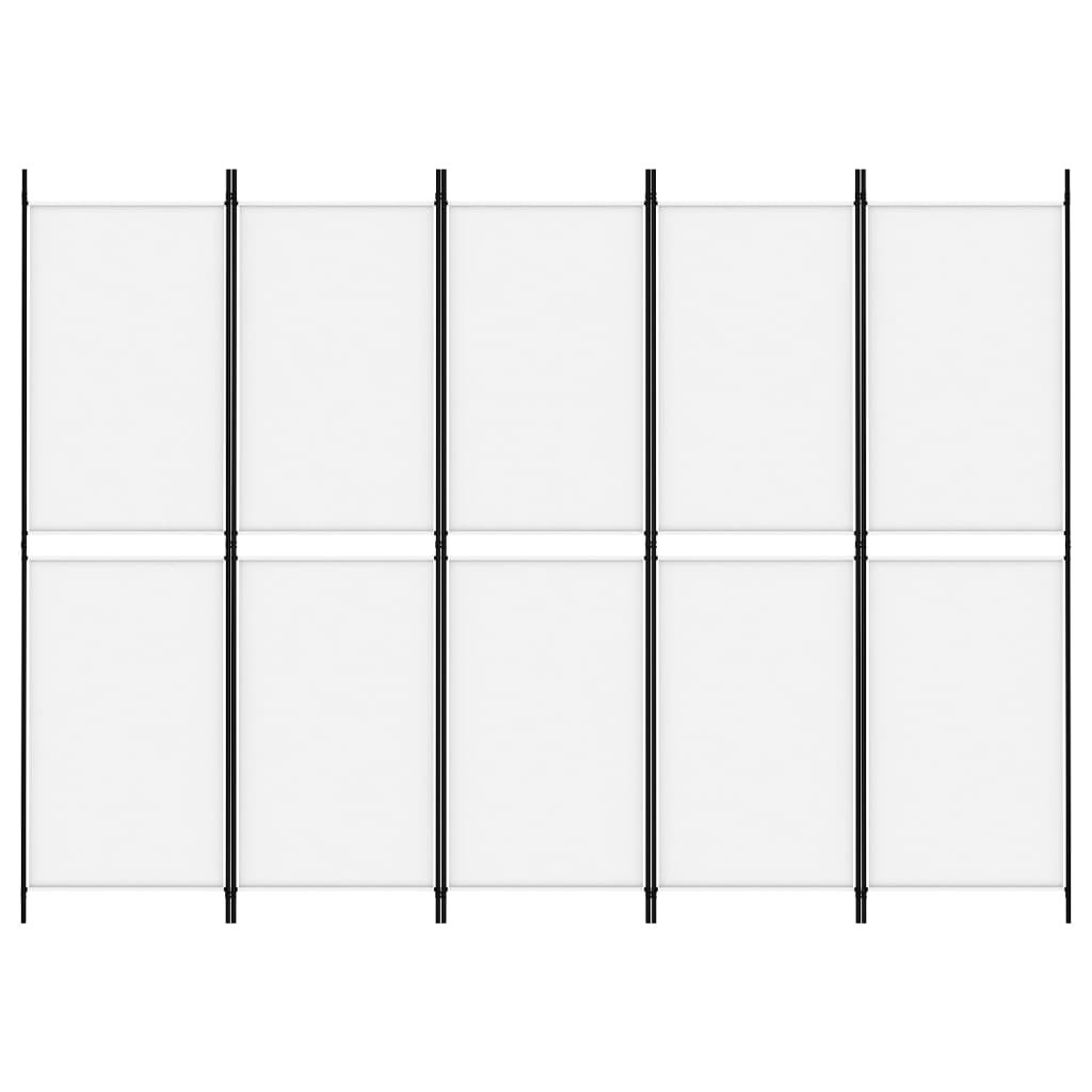 White Fabric 5-Panel Room Divider, 250x180 cm - Elegant Privacy