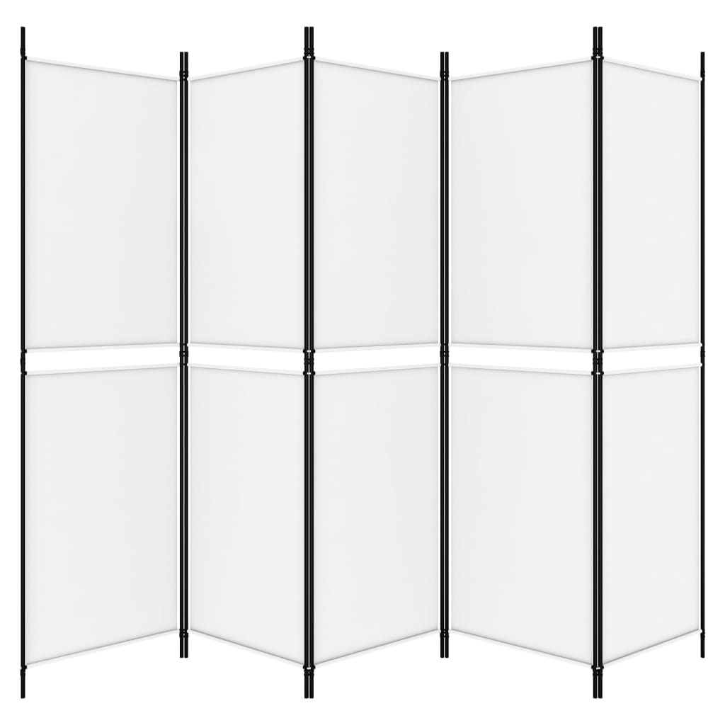 White Fabric 5-Panel Room Divider, 250x180 cm - Elegant Privacy