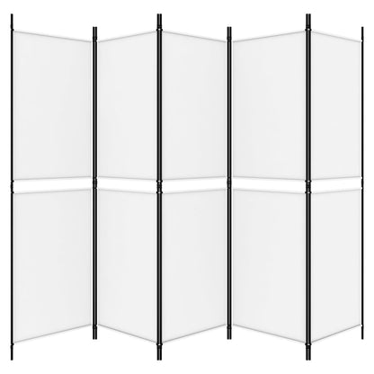 White Fabric 5-Panel Room Divider, 250x180 cm - Elegant Privacy